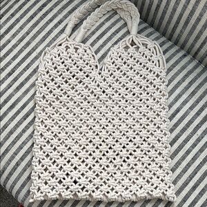 J. Crew Cream Macramé Tote Bag with Rope Handles